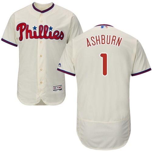 Phillies #1 Richie Ashburn Cream Flexbase Authentic Collection Stitched MLB Jersey - Click Image to Close